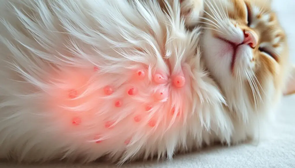 Feline acne on cat's belly